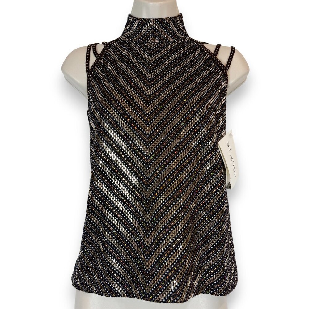 St John Top Vintage Wool Sparkle Brown Gold Party Retro Disco Small READ - Picture 2 of 12